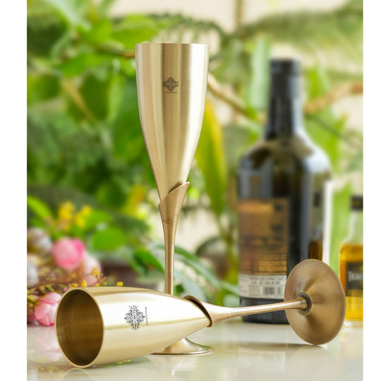 Pure Brass Antique Finish Champagne Glass Set