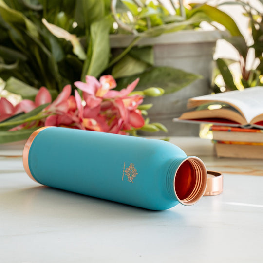 Pure Copper Water Bottle with Soft Silk  Finish Color-900 ML