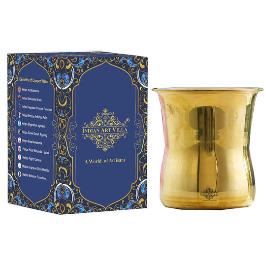 Handmade Pure Steel Brass Curved Design Glass -300ml
