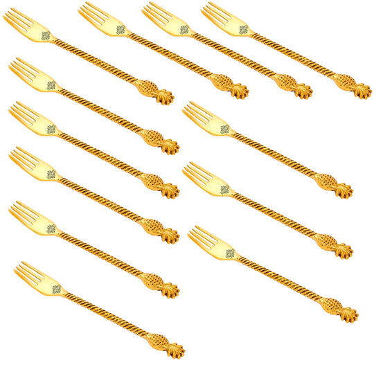 Brass Designer Fork,Pineapple Design,Flatware, Gold