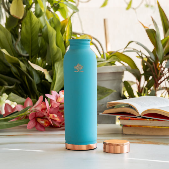 Pure Copper Water Bottle with Soft Silk  Finish Color-900 ML