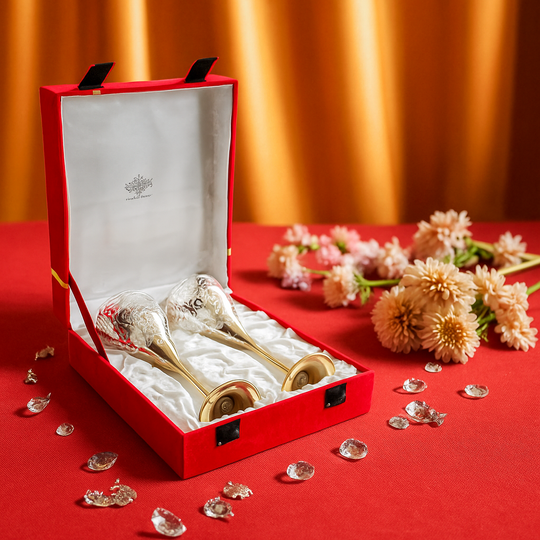 Silver Plated Designer Champagne Glass with Stand, Barware, Serveware