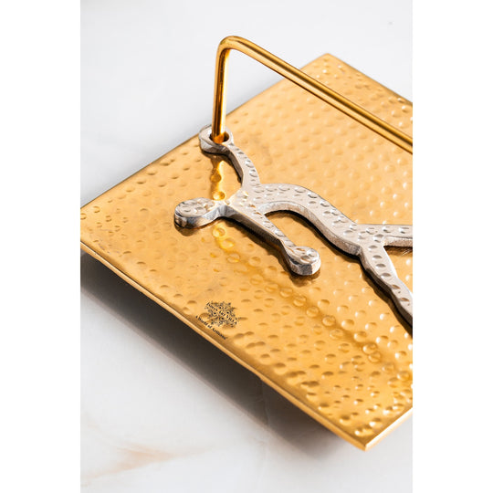 Gold Finish Hammered Lady Design Napkin Holder