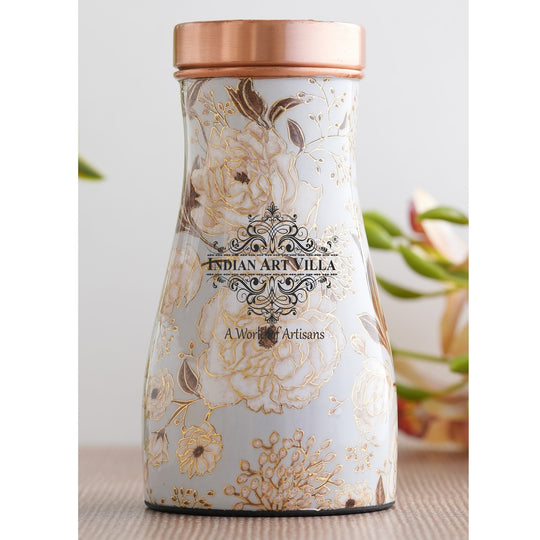 Pure Copper  Bedroom Bottle, Gold Print Luxury Design- 950 ml