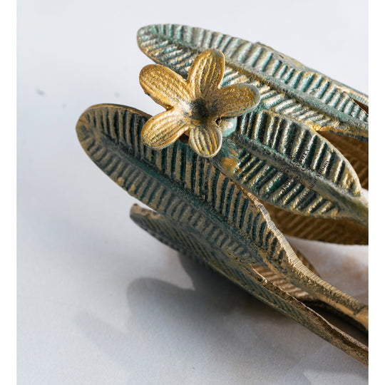 Gold Finish Green Leaf Decorative Cutlery Stand