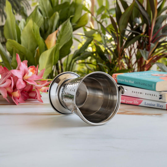 Hammered Steel Serving Bucket, Serving Vegetable Rayta Dishes, Silver