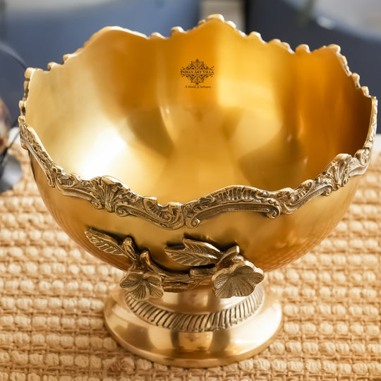 Brass Decorative Bowl With Handcrafted Floral Design