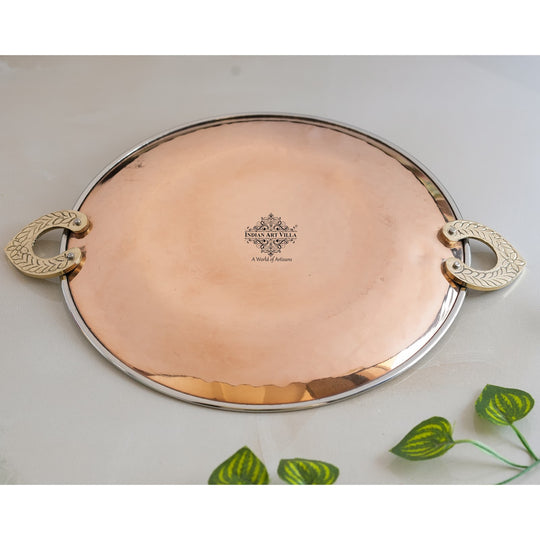 Refined steel copper tawa with intricate brass detailing, exclusively from Indian Art Villa