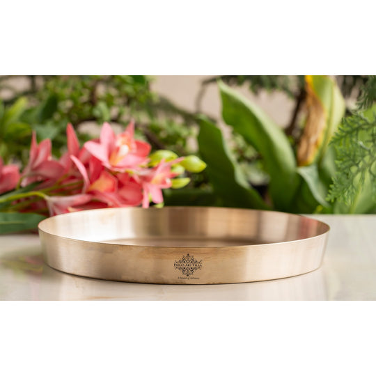 Indian Art Villa Kansa Plate – Bronze Thali with Matte Finish for Healthy Dining, Rituals, and Classic Table Settings.