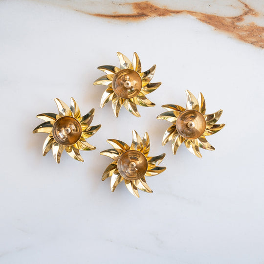 Brass Sunflower Design Diya Set of 4 -Temple Rituals & Traditional Gifting