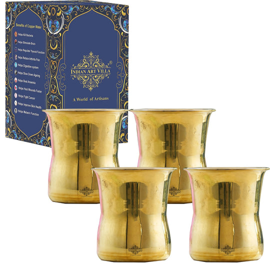 Handmade Pure Steel Brass Curved Design Glass -300ml