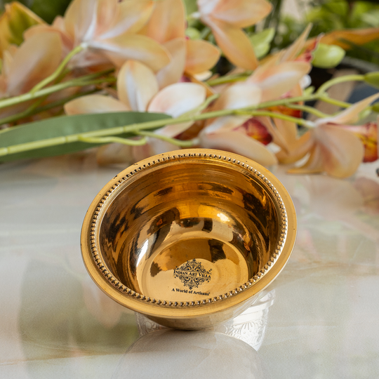 Pure Brass Bowl With Hammered Beading Design