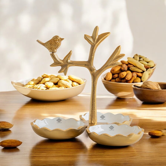 Brass Finish Bird Design Decorative Dry Fruit Bowl