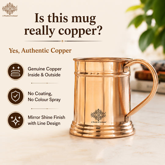 Copper Moscow Mule cocktail mug with sturdy copper handle