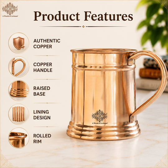 Handcrafted pure copper mug for beer and cocktail serving