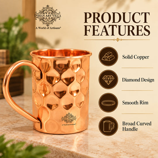 Classic copper beverage cup with distinctive geometric pattern