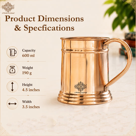 Copper Moscow Mule mug with detailed handmade exterior design