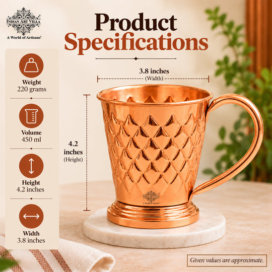 Infographic with product specifications: weight, height and volume — Indian Art Villa