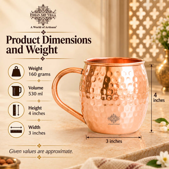 Pure copper barware mug designed for beer and Moscow Mule cocktails