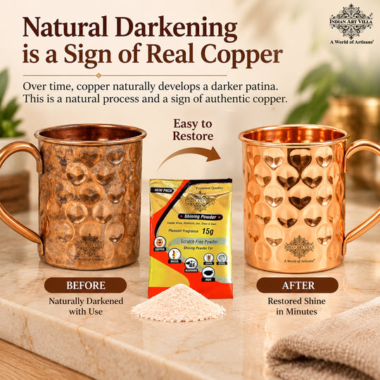 Ornamental copper beer cup with detailed diamond surface