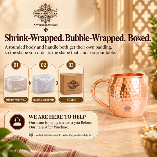 Pure copper barware mug with textured finish and comfortable handle