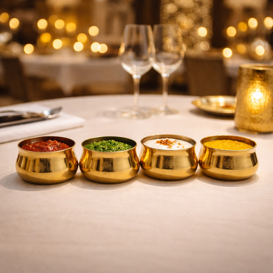 Steel Brass Curved Chuttni Bowl, Volume-75 ML