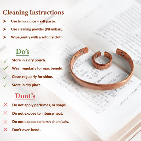 Pure Copper Plain Design Bangle with Magnet & Matching Ring