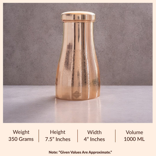 Pure Copper Embossed Bedroom Bottle With Inbuilt Glass