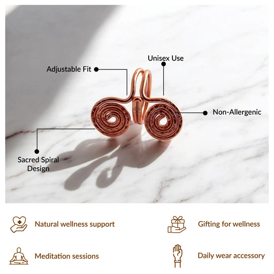 Pure Copper Spiral Ring Adjustable Unisex Fashion Ring
