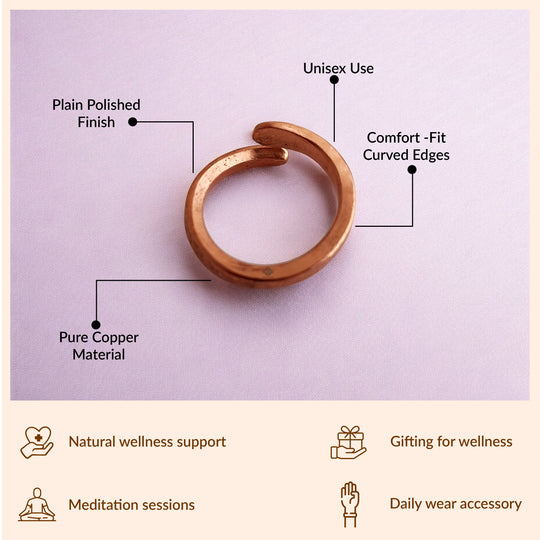 Pure Copper Adjustable Bypass Ring – Unisex