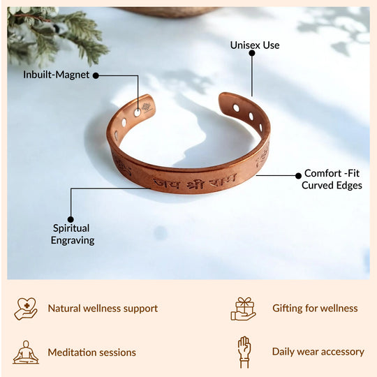 Pure Copper Heavy Jai Shree Ram Bangle with Inbuilt Magnet