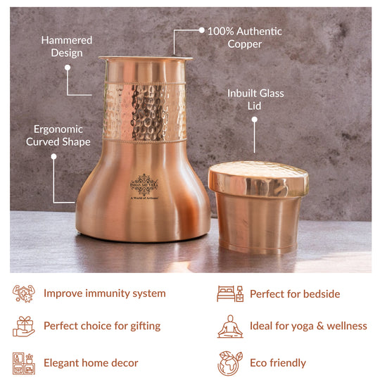 Pure Copper Smooth Hammered Design Lacquer Coated Bedroom Bottle