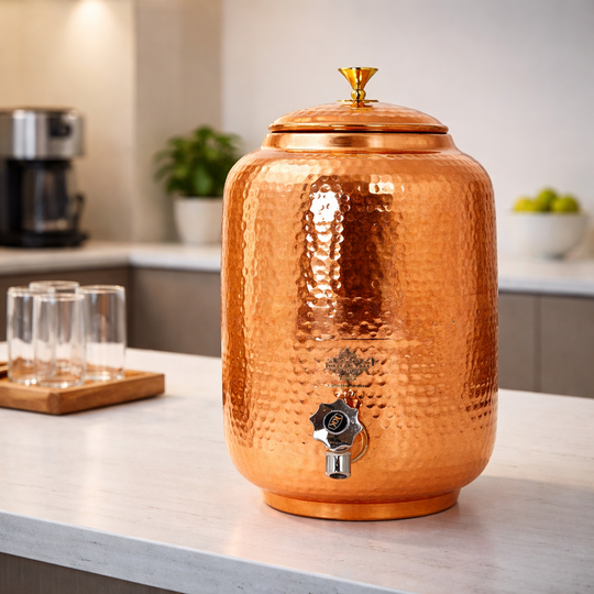 Copper Water Pot With Hammered Design