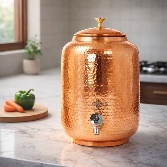 Copper Water Pot With Hammered Design