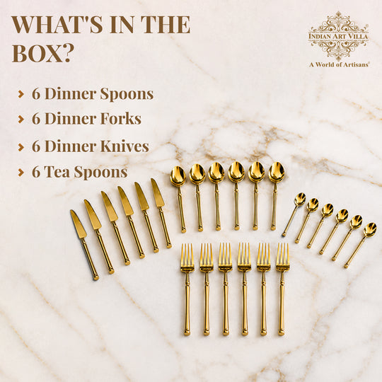 Stainless Steel Gold PVD Coated Rafail Cutlery Set of 24
