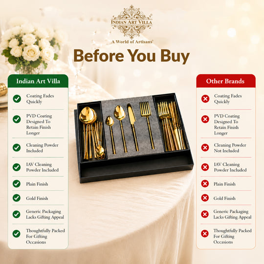 Stainless Steel Gold PVD Coated Rafail Cutlery Set of 24