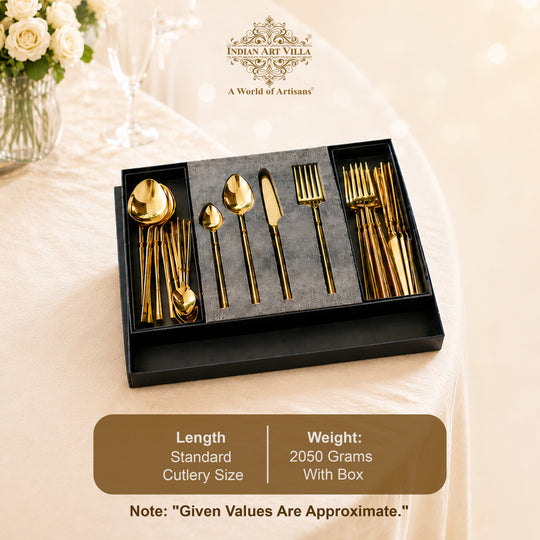 Stainless Steel Gold PVD Coated Rafail Cutlery Set of 24