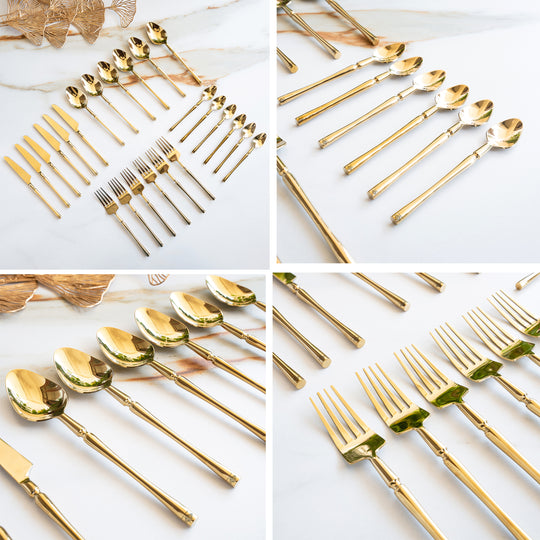 Stainless Steel Gold PVD Coated Rafail Cutlery Set of 24
