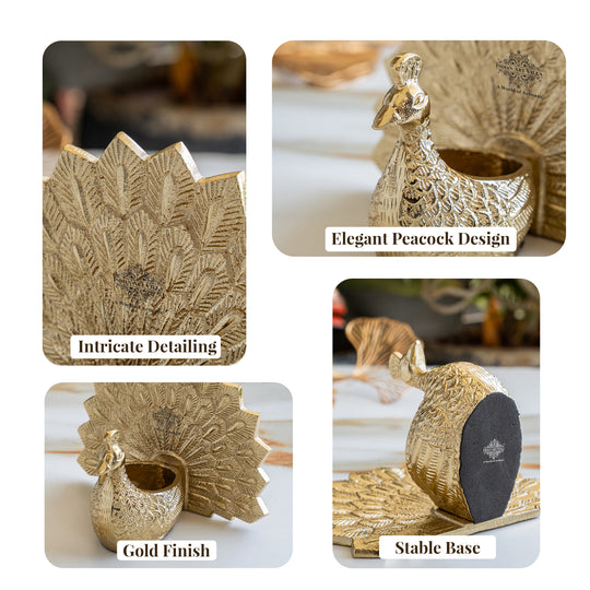 Peacock Gold Finish Showpiece - Decorative Holder