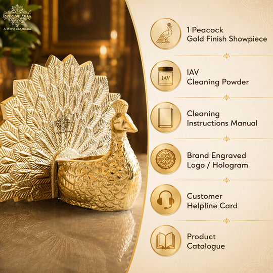 Peacock Gold Finish Showpiece - Decorative Holder