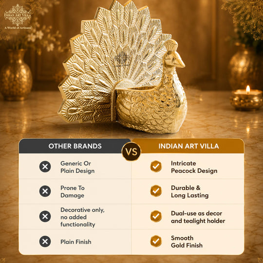 Peacock Gold Finish Showpiece - Decorative Holder