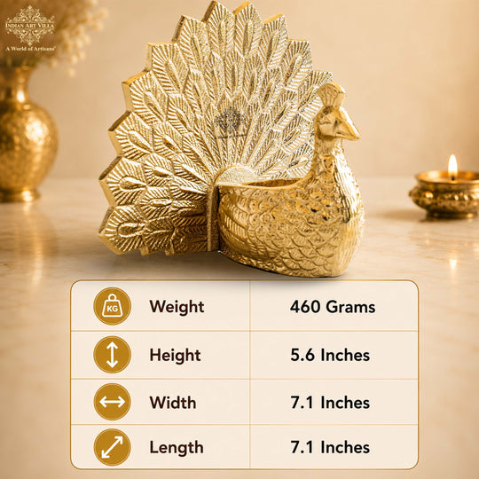 Peacock Gold Finish Showpiece - Decorative Holder