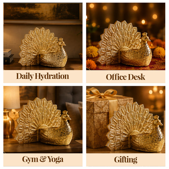 Peacock Gold Finish Showpiece - Decorative Holder