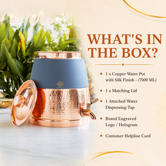 Copper Water Pot with Hammered Design & Silk Finish, 7000 ML
