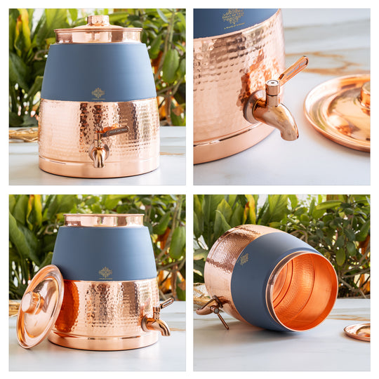 Copper Water Pot with Hammered Design & Silk Finish, 7000 ML