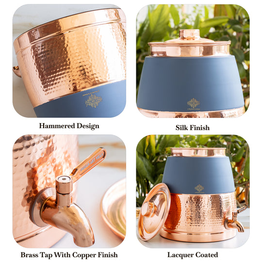 Copper Water Pot with Hammered Design & Silk Finish, 7000 ML