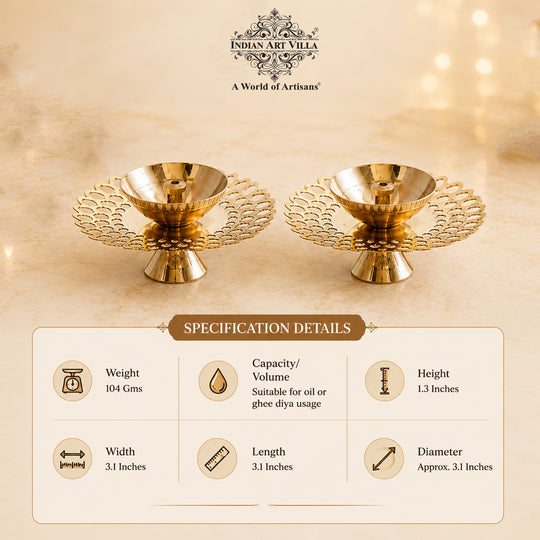 Brass Flower Jali Design Diya Set of 4