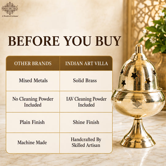 Brass Akhand Jyoti Diya with Star-Cut Protective Lid