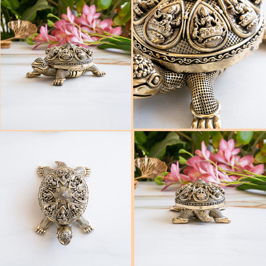 Brass Ashta Lakshmi Tortoise Idol 6 Inch Spiritual Vastu Decor