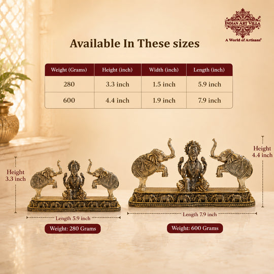 Brass Lakshmi Idol with Elephant Design - Pooja Home Temple Décor and Gifting